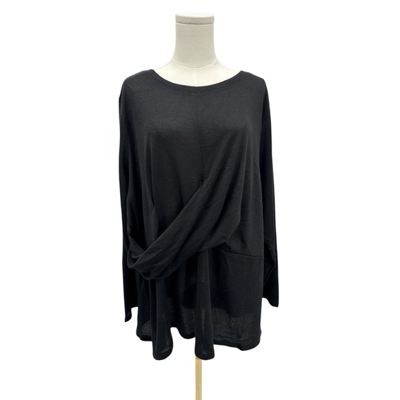 Diane Gilman Tops - DG2 Diane Gilman Black Cross Top‎ Tunic Long Sleeve Lightweight Blouse Sz 3X NWT
